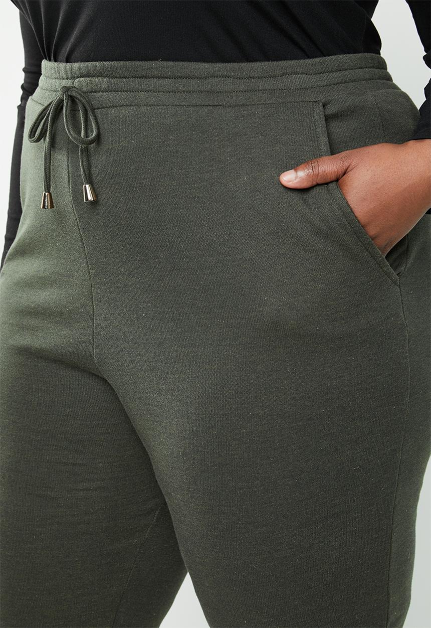 STYLE REPUBLIC PLUS - Draw cord cuffed jogger - green