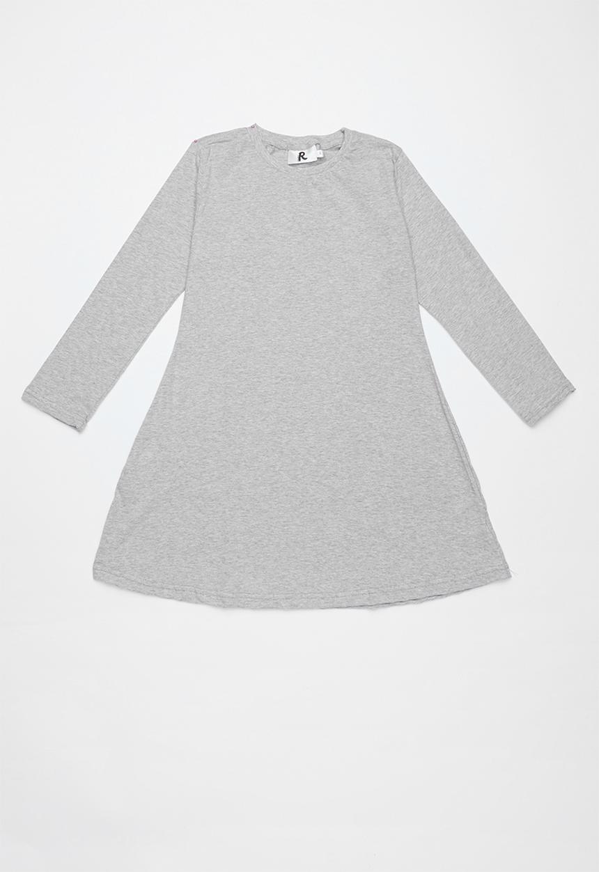 Rebel Republic - Kids long stripe sleeve dress - navy & grey