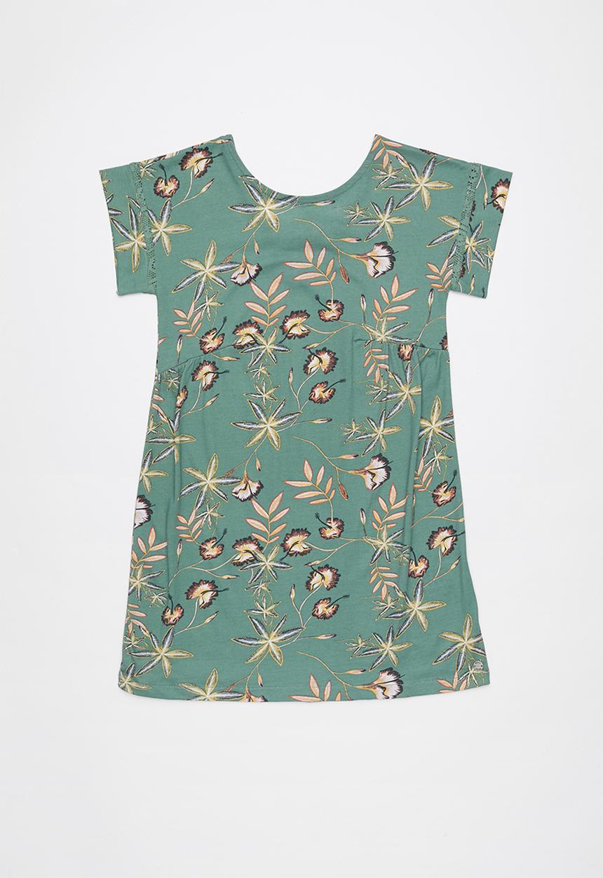 Roxy - Dripping rose beach dress - green