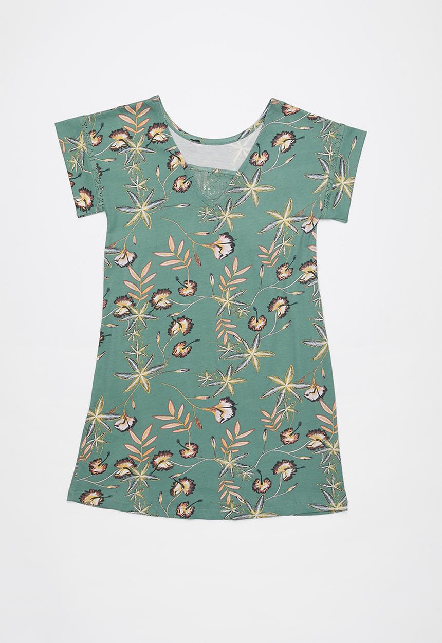 Roxy - Dripping rose beach dress - green