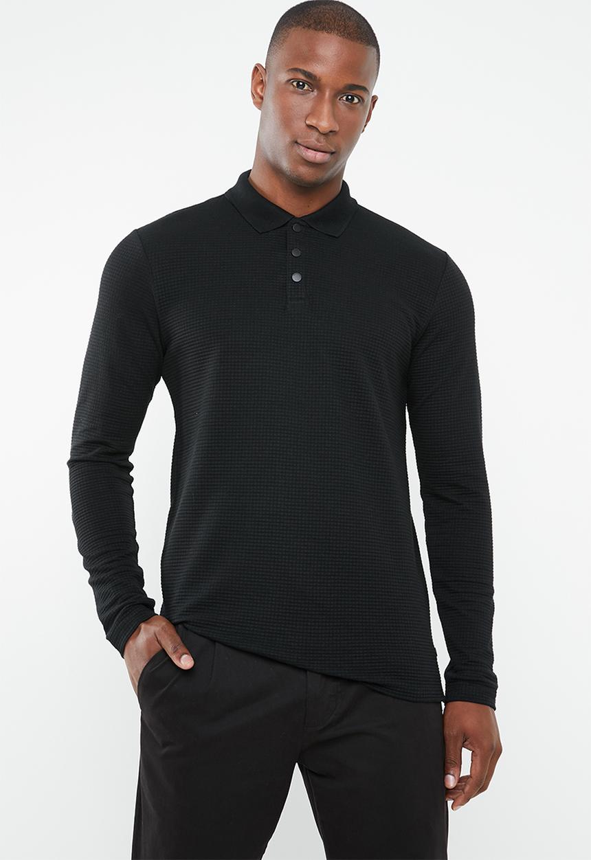 Jack & Jones - Polo long sleeve tee - black