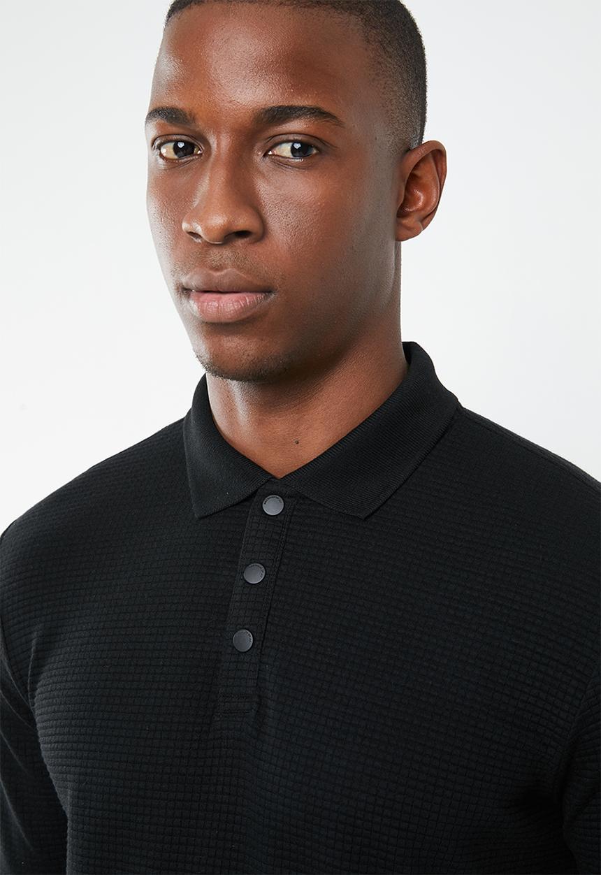 Jack & Jones - Polo long sleeve tee - black