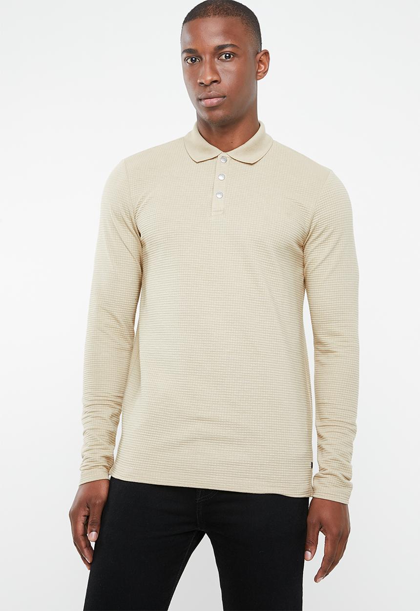 Jack & Jones - Polo long sleeve tee - beige
