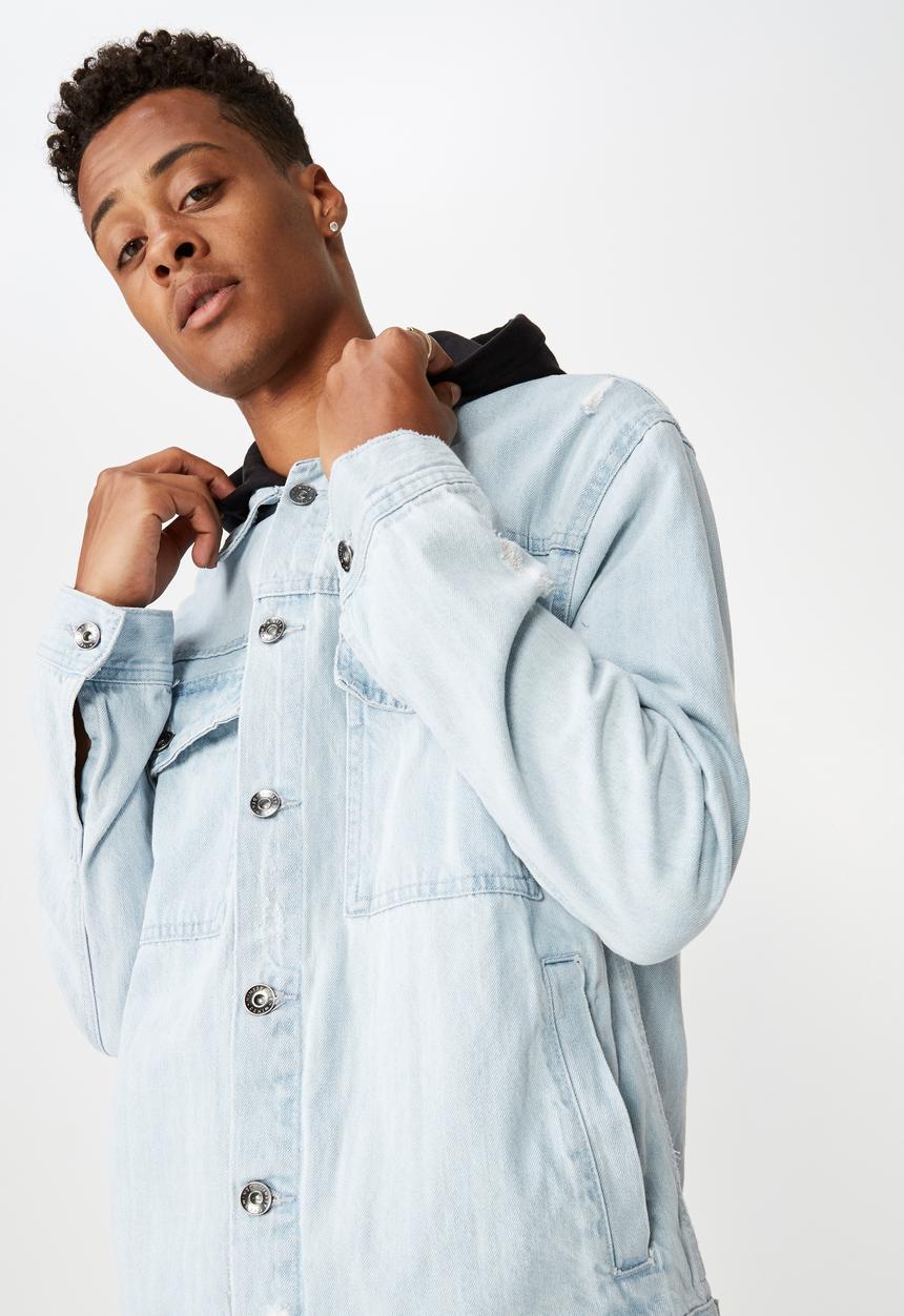 Cotton On - Hooded denim jacket - blue