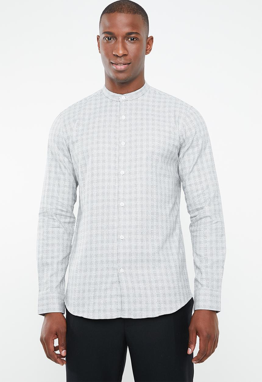Selected Homme - Gab slim fit check shirt - white & black