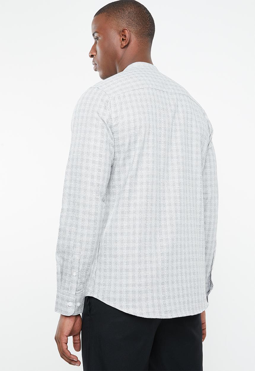 Selected Homme - Gab slim fit check shirt - white & black