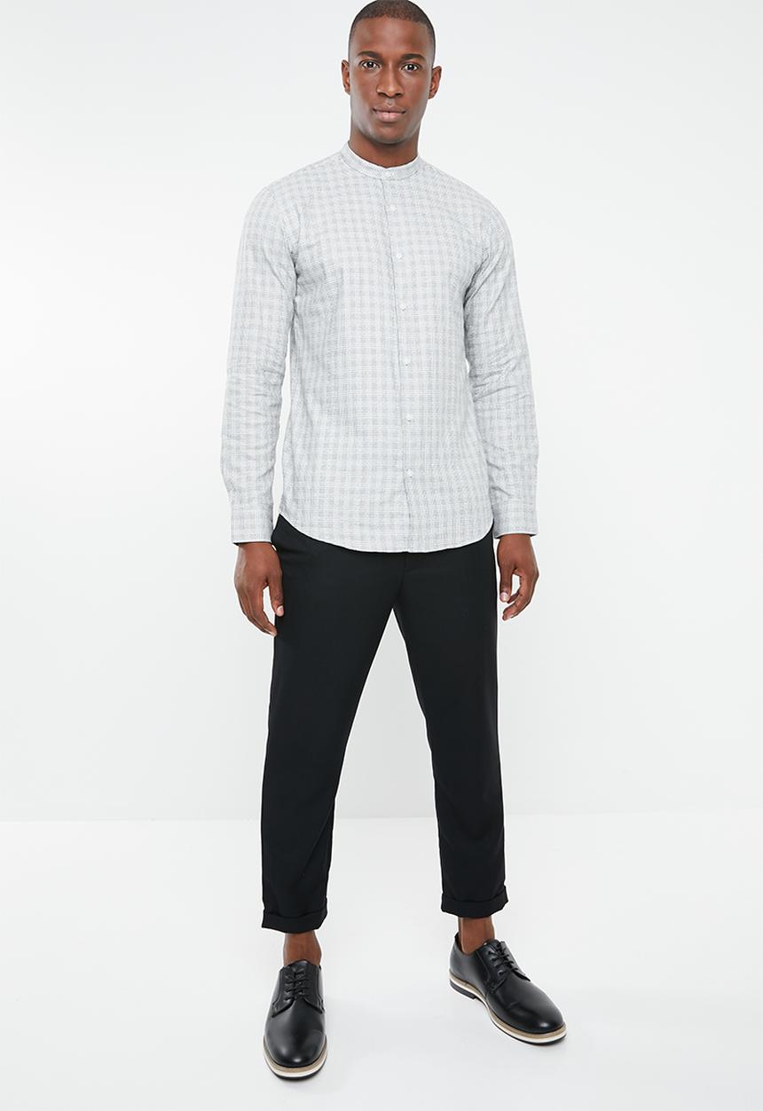 Selected Homme - Gab slim fit check shirt - white & black
