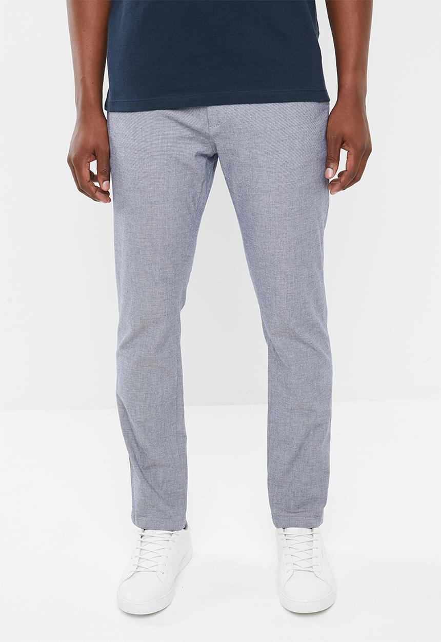 Selected Homme - Harval check slim fit pants - navy & white
