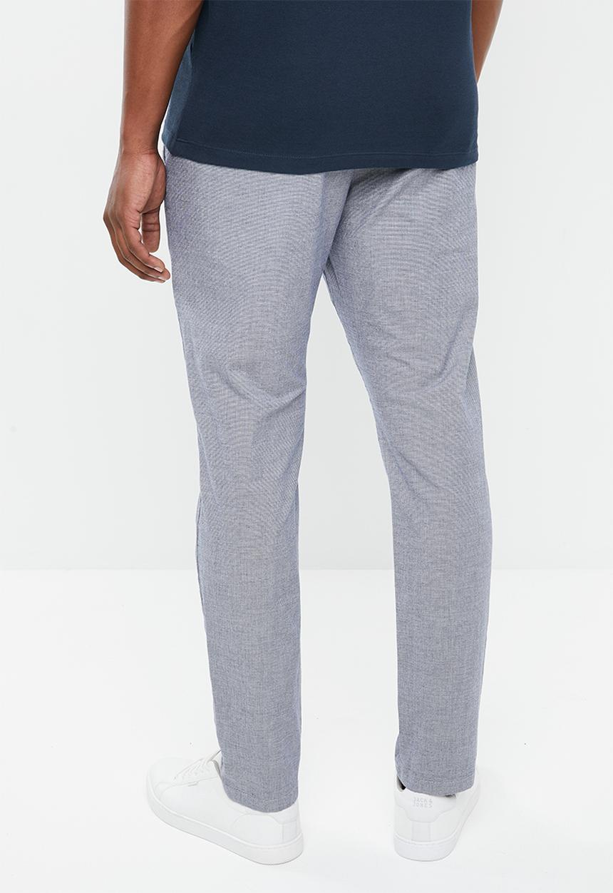 Selected Homme - Harval check slim fit pants - navy & white