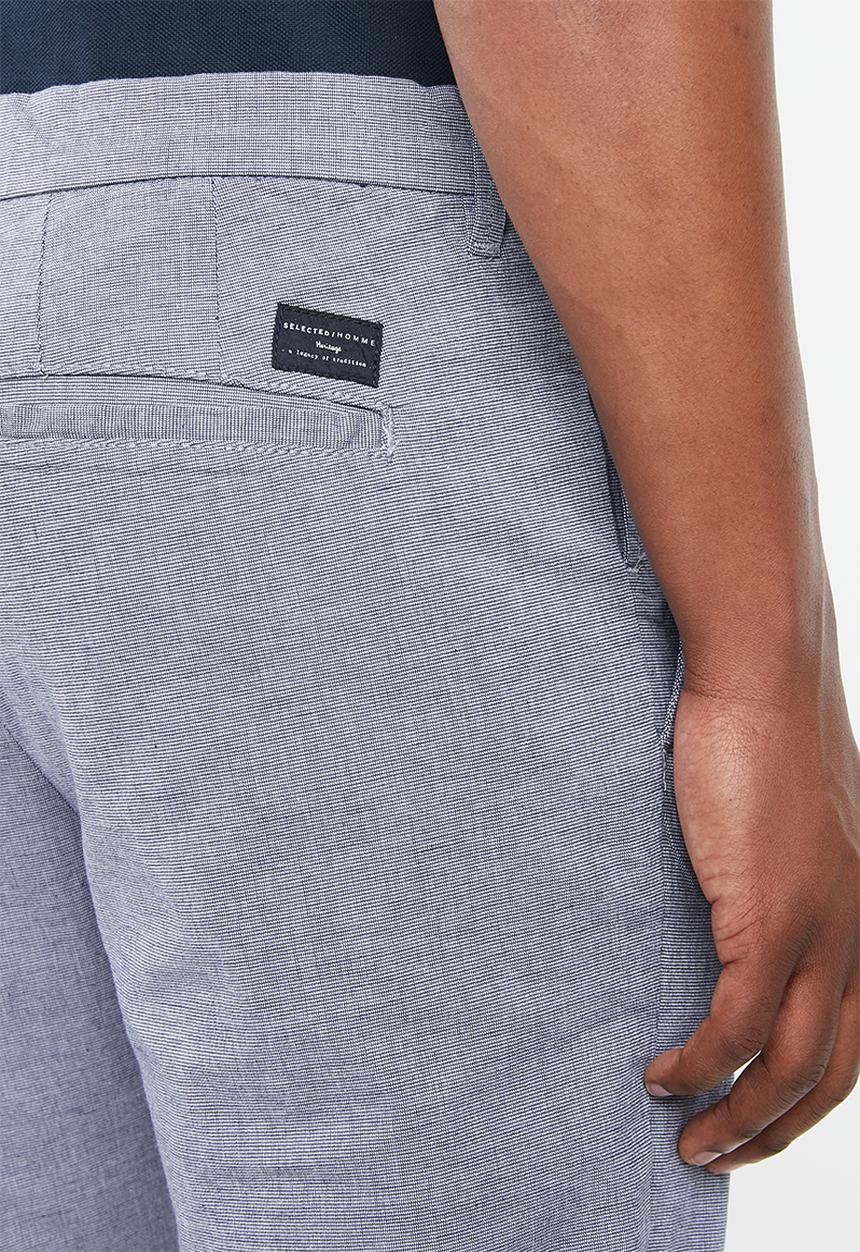 Selected Homme - Harval check slim fit pants - navy & white