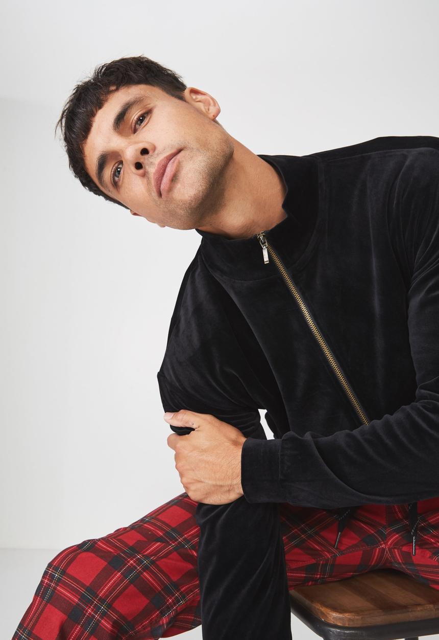 Cotton On - Velour zip through - black