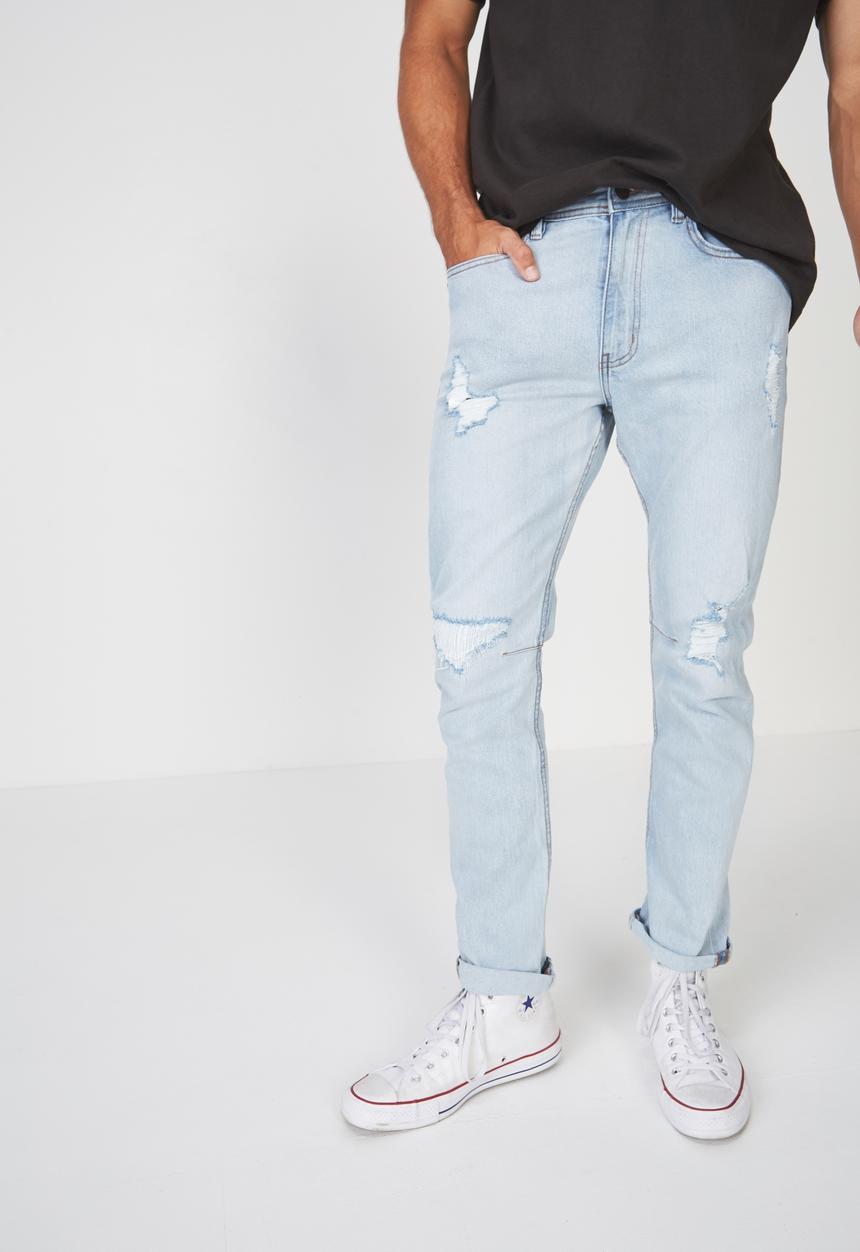 Cotton On - Rips tapered leg jean - blue