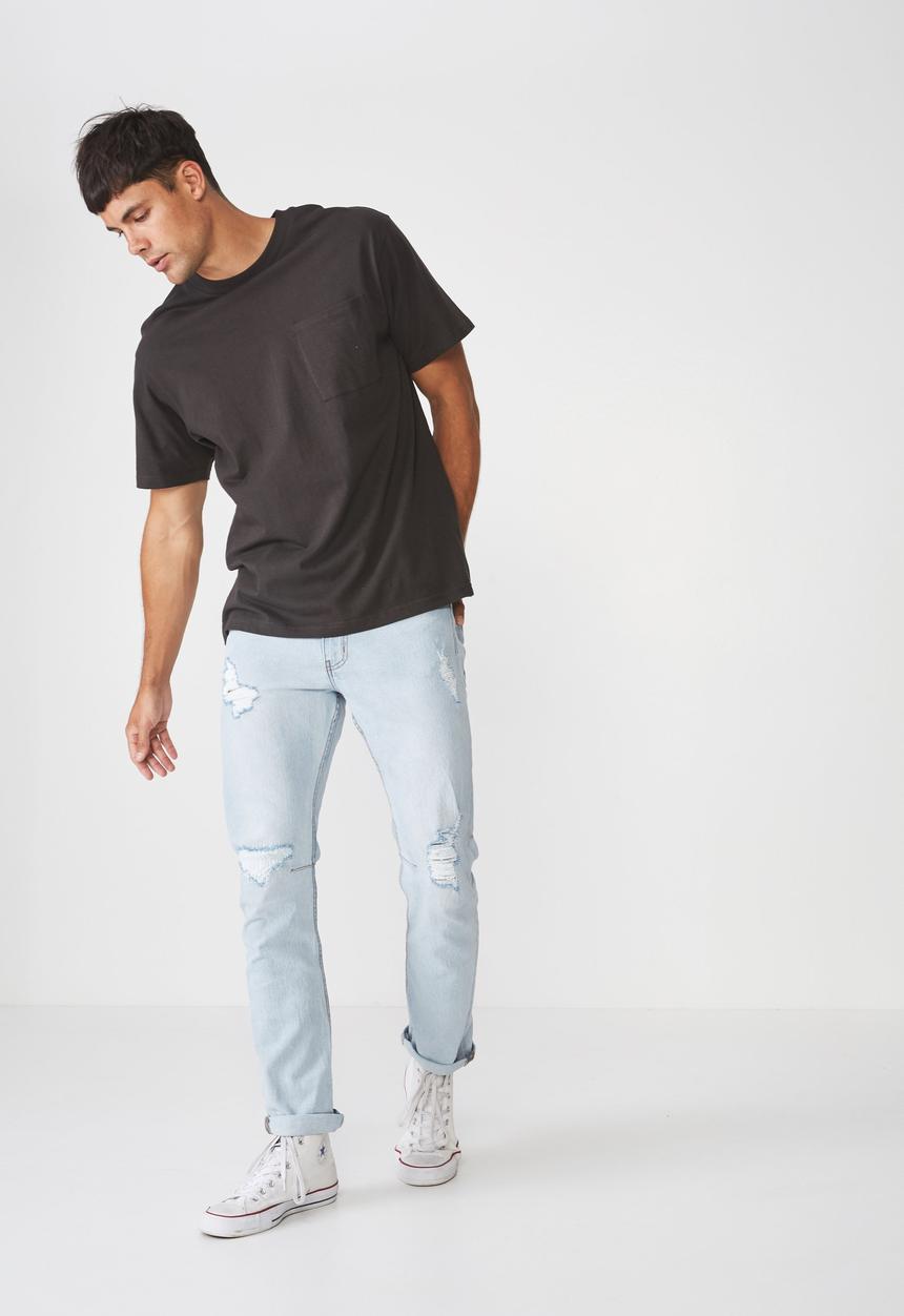 Cotton On - Rips tapered leg jean - blue