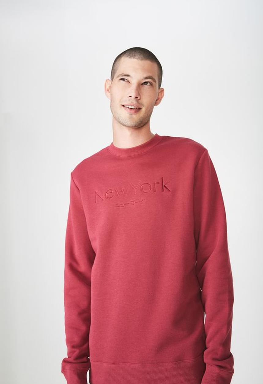 Cotton On - New york translate crew fleece - red
