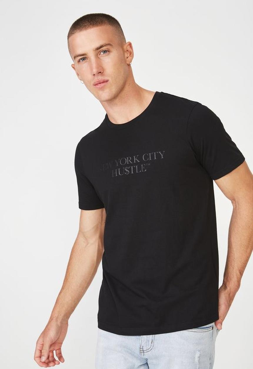 Cotton On - Hustle urban t-shirt - black