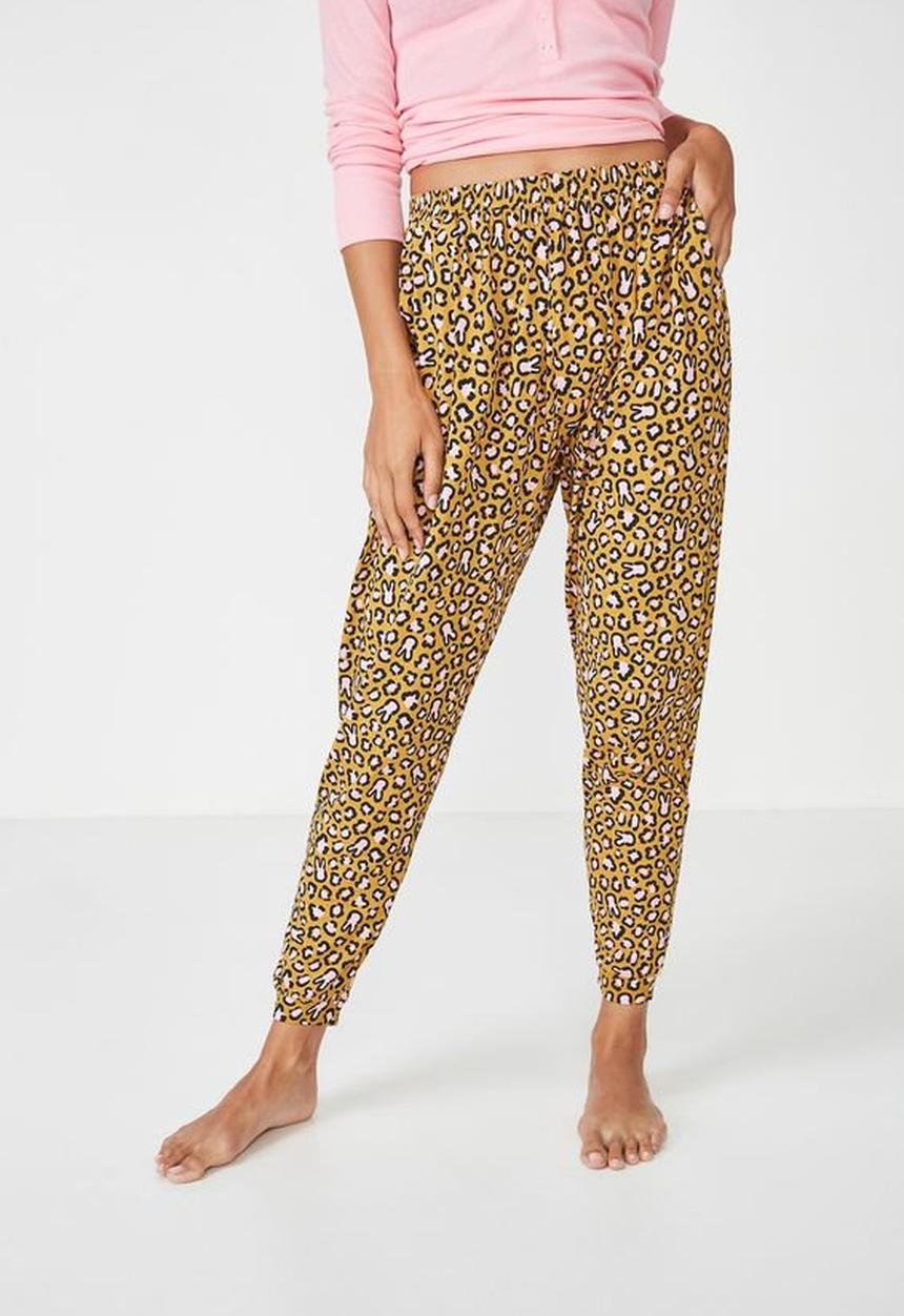 Cotton On - Jersey bunny leopard print cuffed pant - multi