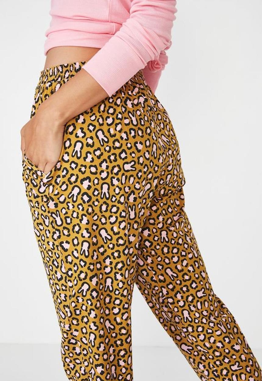 Cotton On - Jersey bunny leopard print cuffed pant - multi
