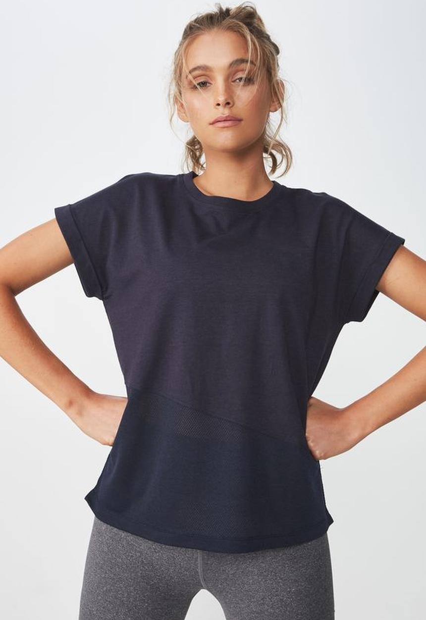 Cotton On - Spliced mesh T-shirt - navy