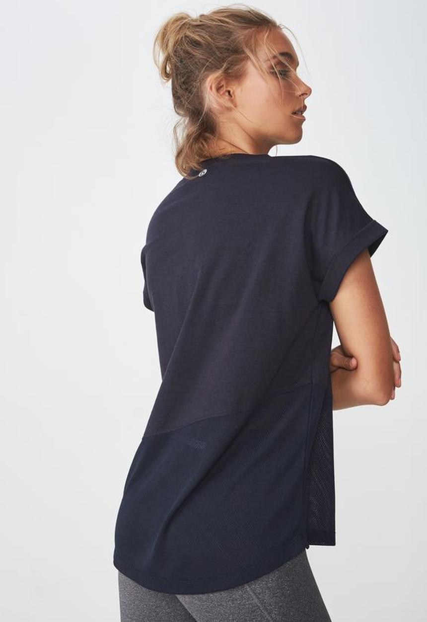 Cotton On - Spliced mesh T-shirt - navy