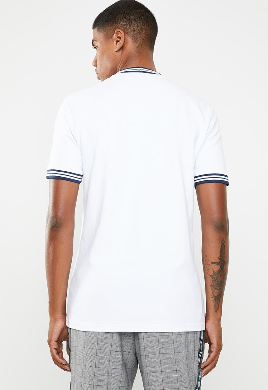 Only & Sons - Hugo rib  tee - white & navy 