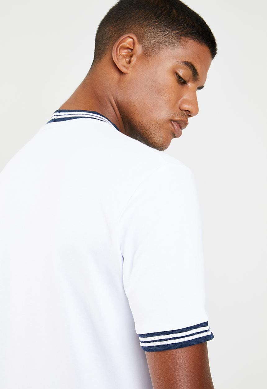 Only & Sons - Hugo rib  tee - white & navy 
