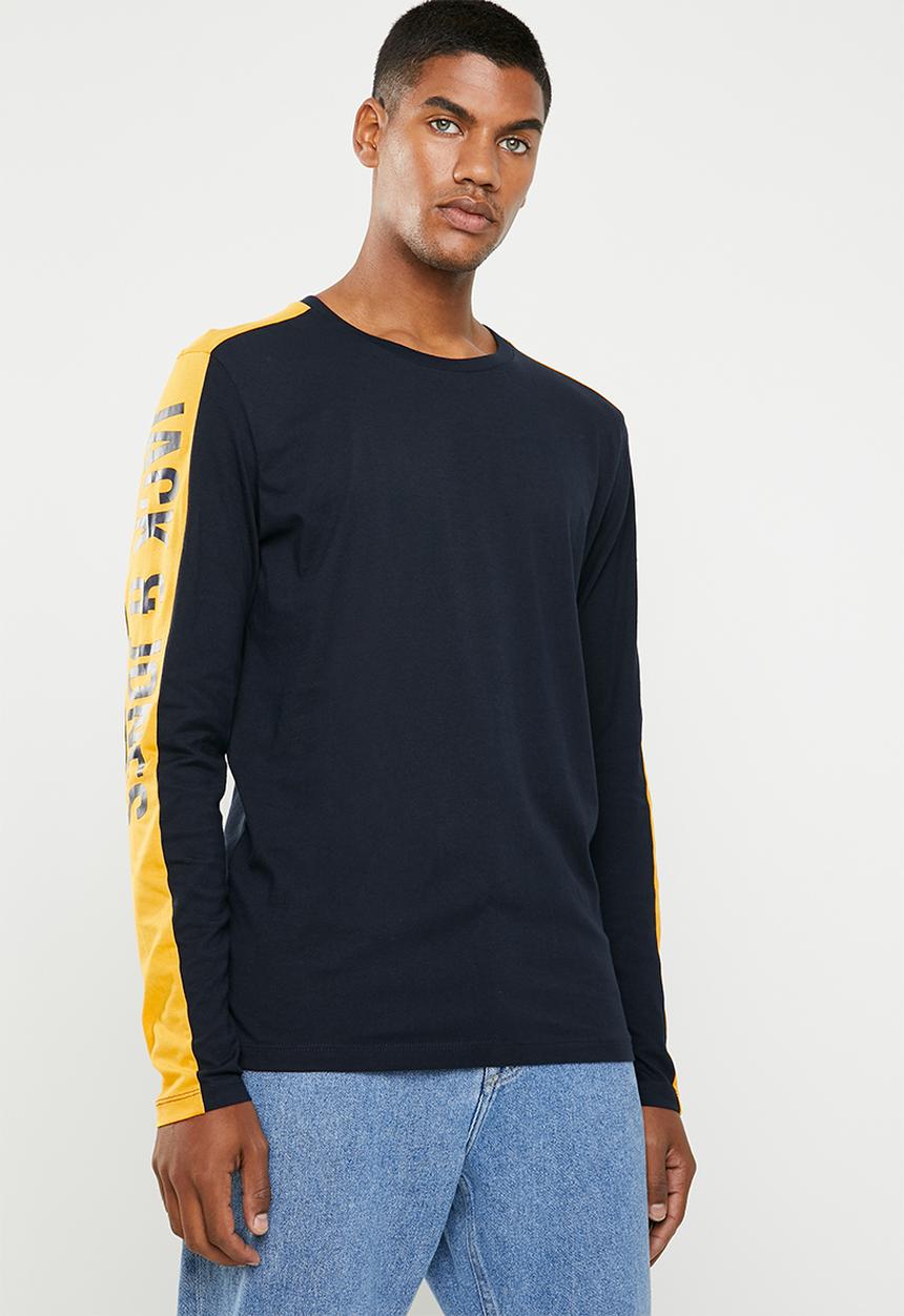 Jack & Jones - Pops long sleeve crew neck T-shirt - navy