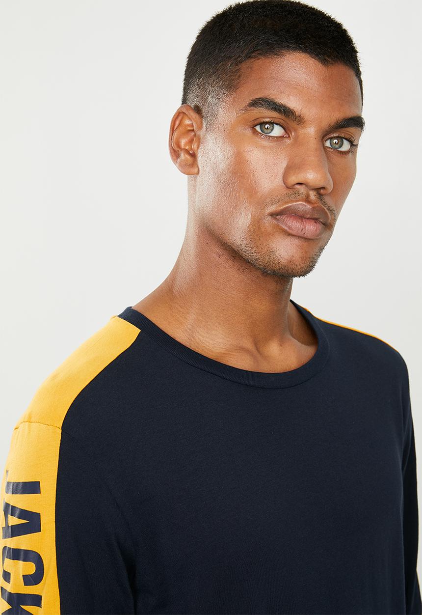 Jack & Jones - Pops long sleeve crew neck T-shirt - navy