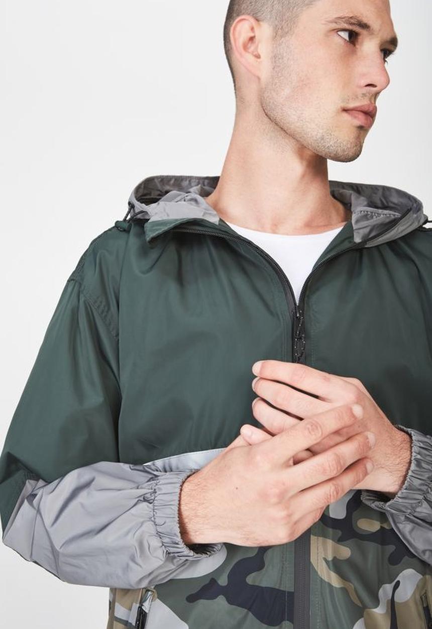 Cotton On - Zip thru camouflage spray jacket - green & grey