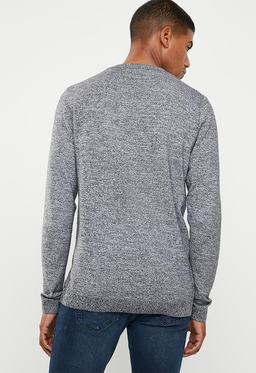 Jack & Jones - Penditon crew neck knit - black & white