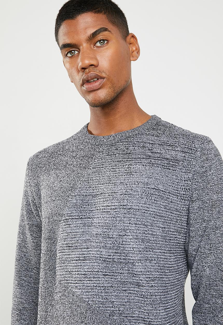 Jack & Jones - Penditon crew neck knit - black & white