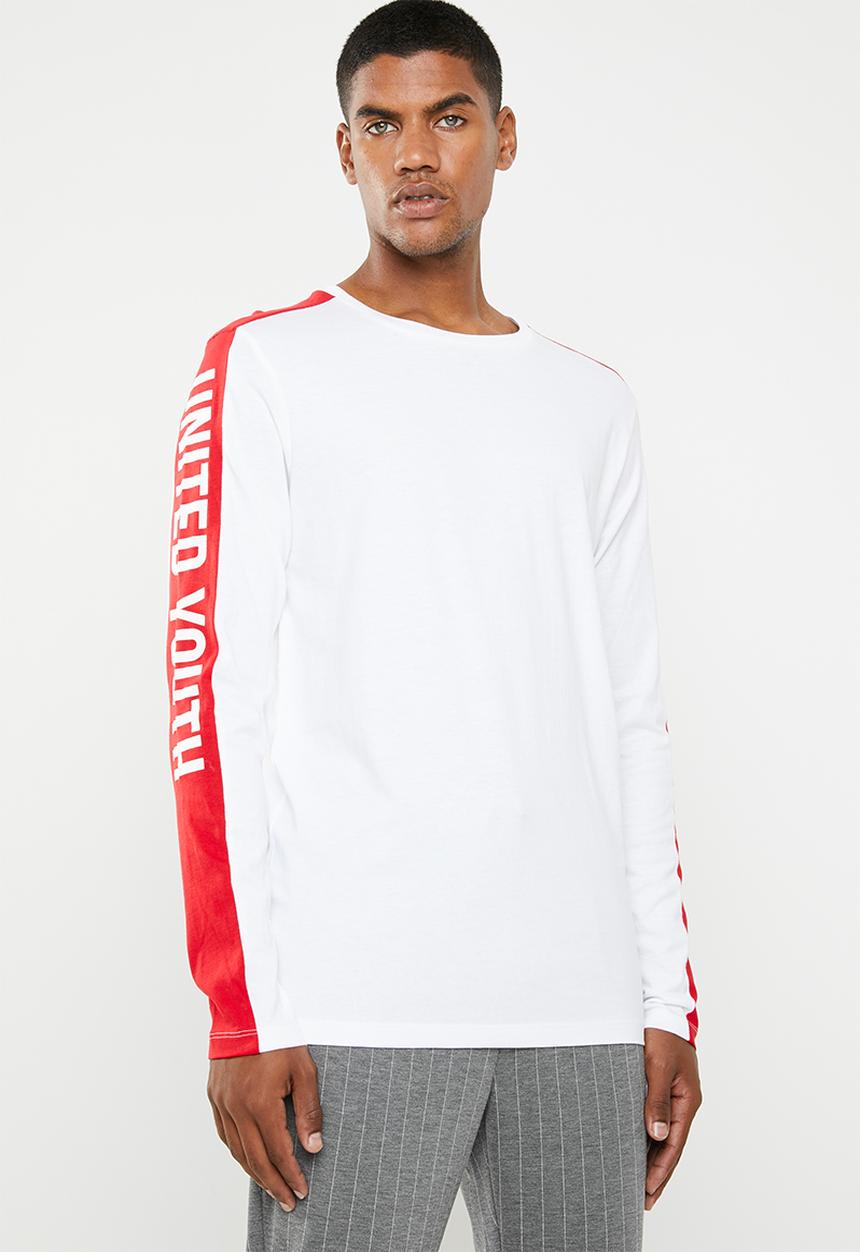 Jack & Jones - Pops long sleeve crew neck T-shirt - white