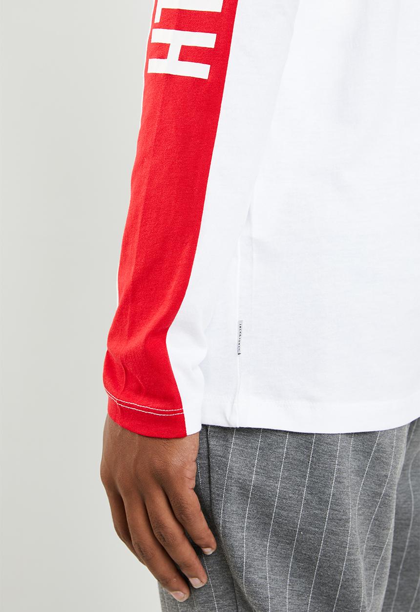 Jack & Jones - Pops long sleeve crew neck T-shirt - white