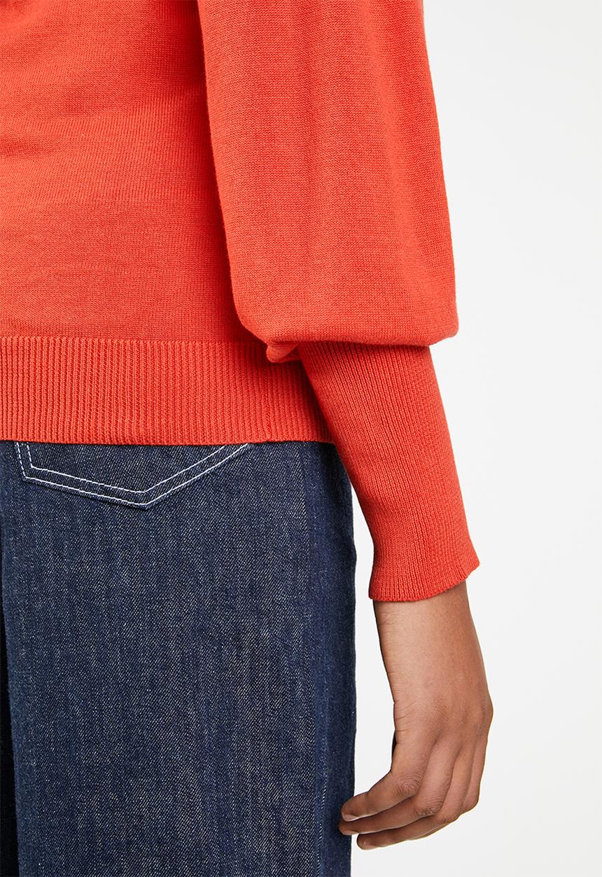 Brave Soul - Crew neck jersey with balloon sleeve - red