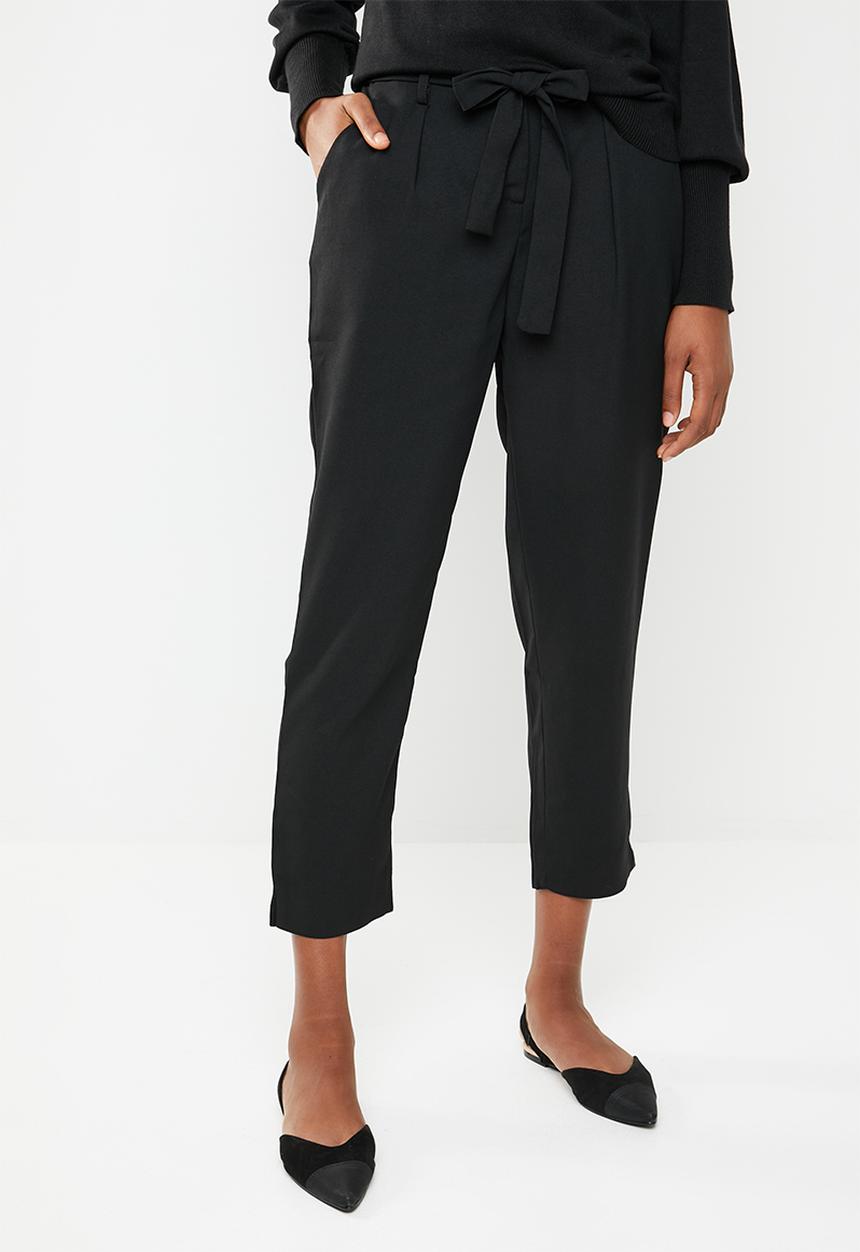 Brave Soul - Baggy trousers with tie waist - black