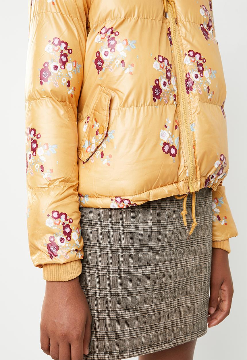 Brave Soul - All over floral padded jacket with hood - multi