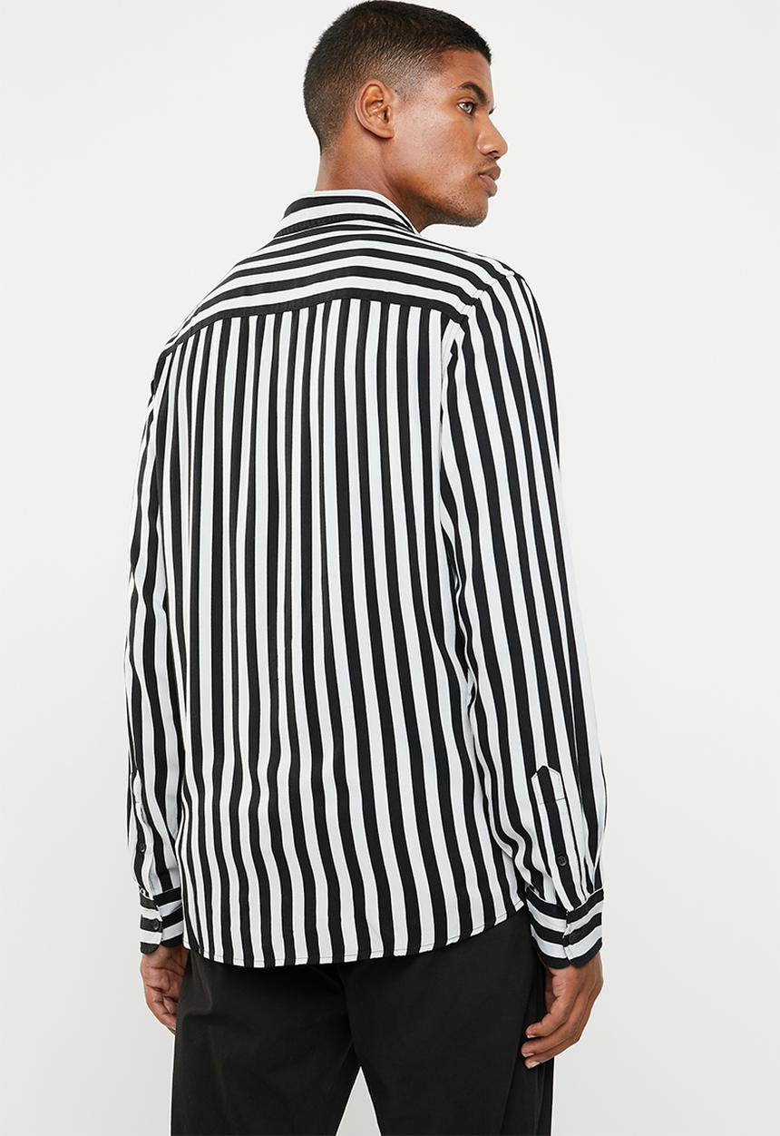 Jack & Jones - Lance shirt long sleeve - black & white