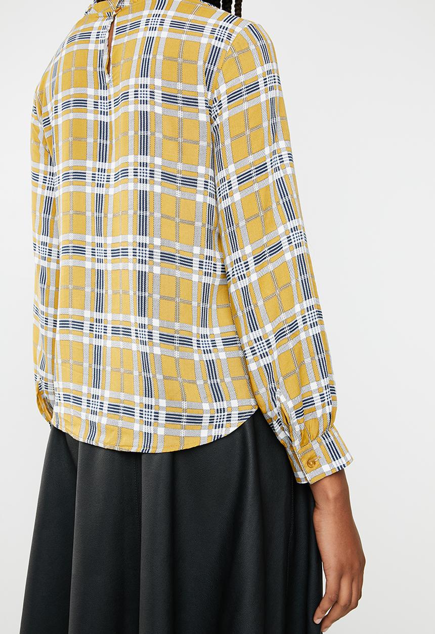 Superbalist - frill neck blouse - check