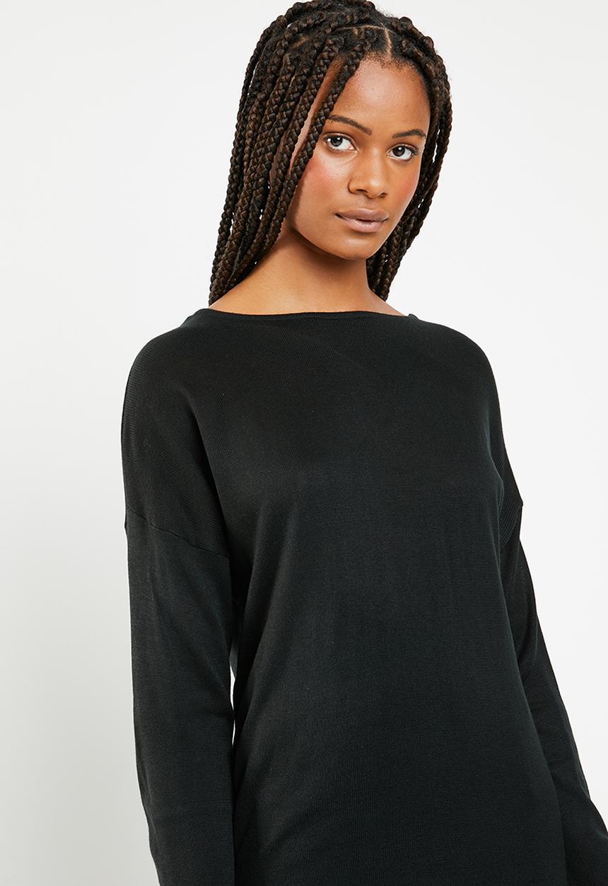 Superbalist - V detail skinny jersey with tie back - black