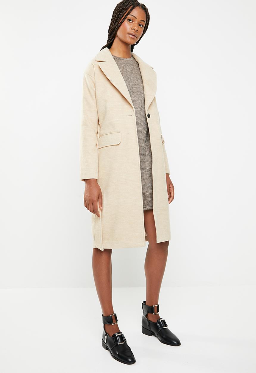 Missguided - Longline belted faux wool coat - camel