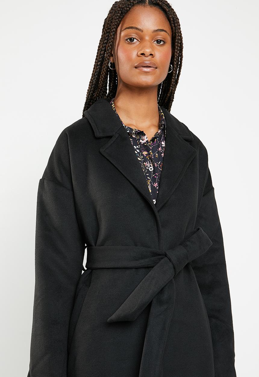Missguided - Relaxed belted coat - black