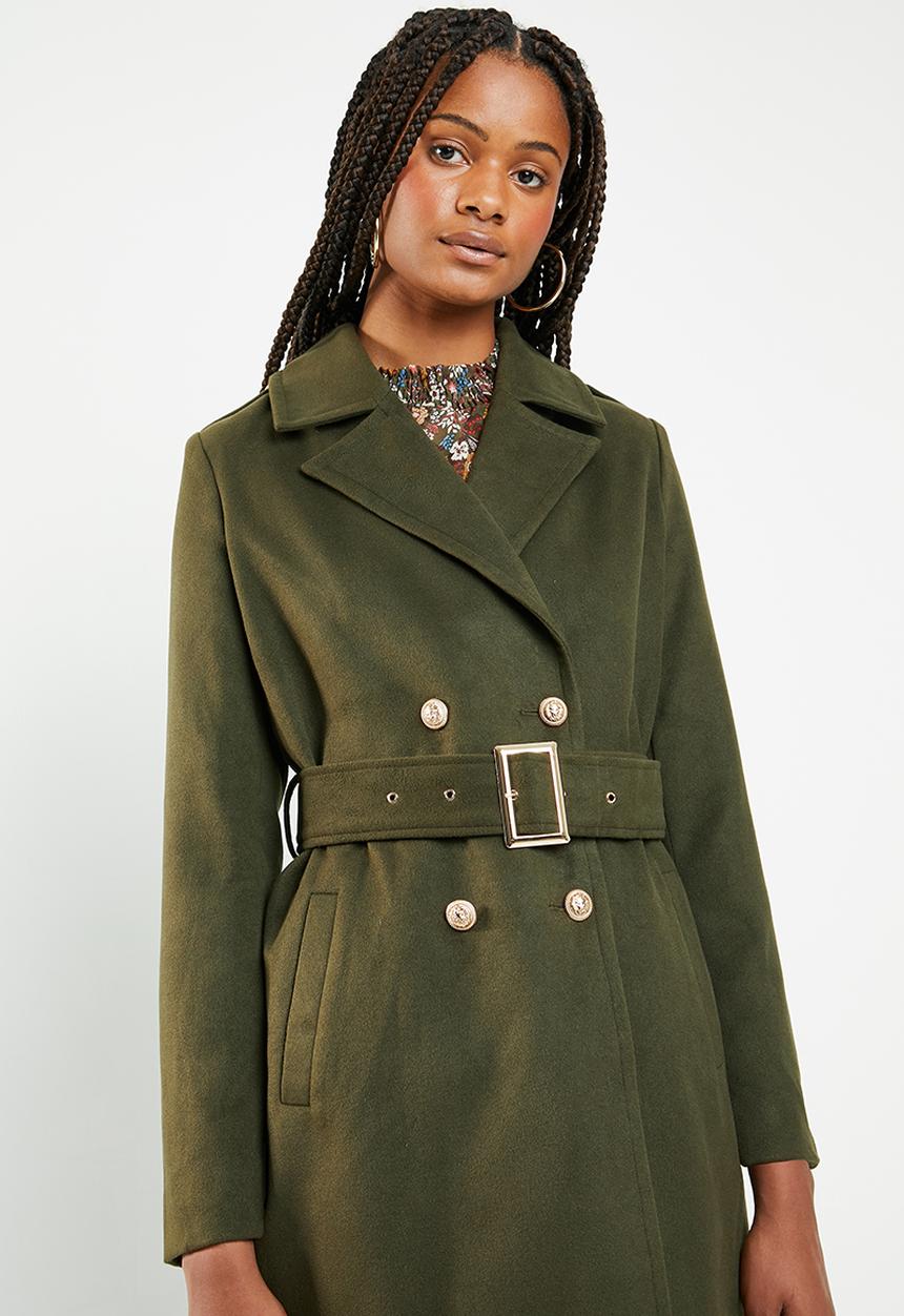 Missguided - Belted military format coat - khaki