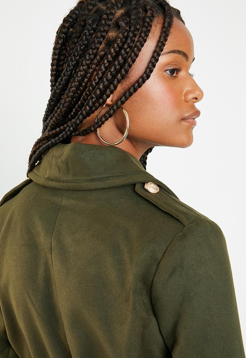 Missguided - Belted military format coat - khaki