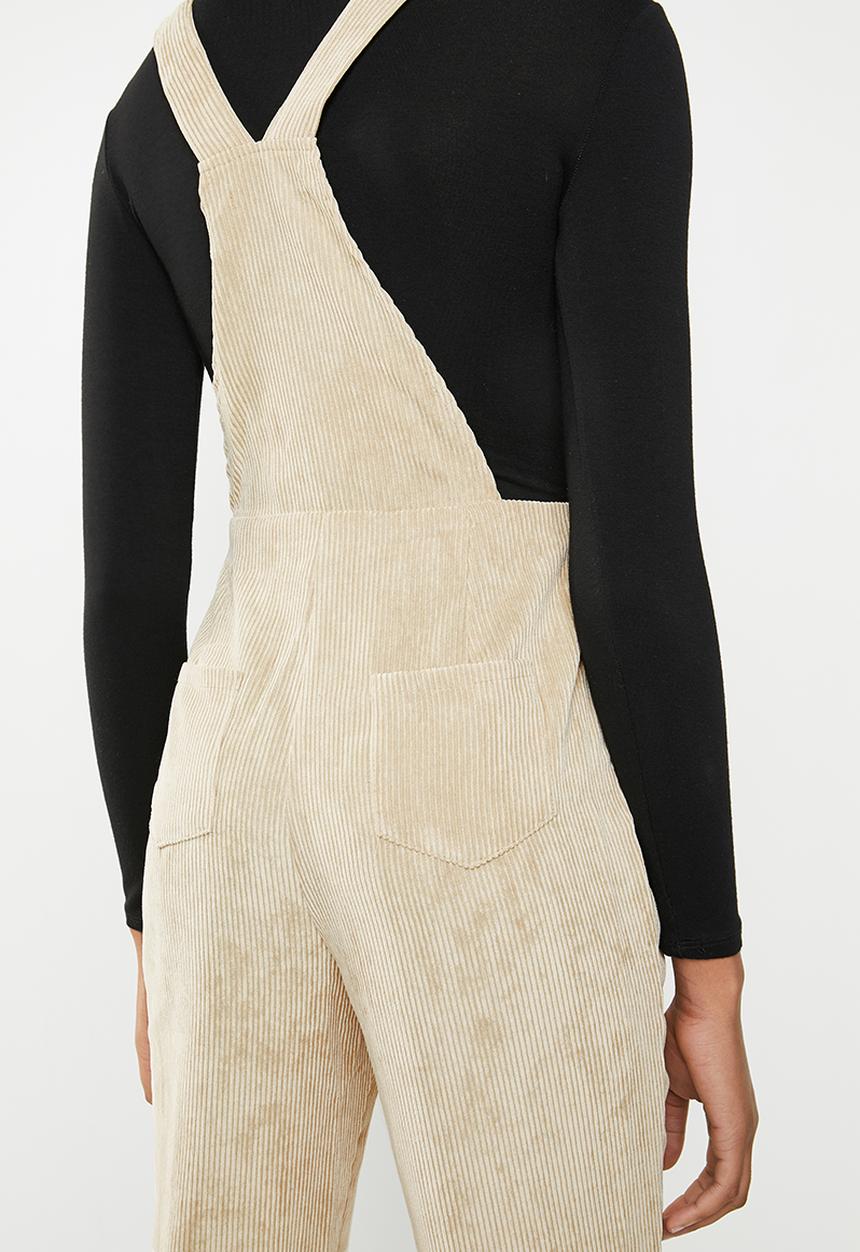 Missguided - Cord dungaree jumpsuit - beige