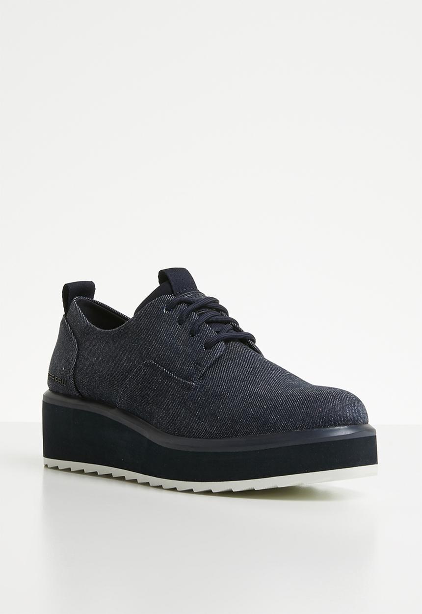G-STAR - Strett flatform derby denim - dark saru blue