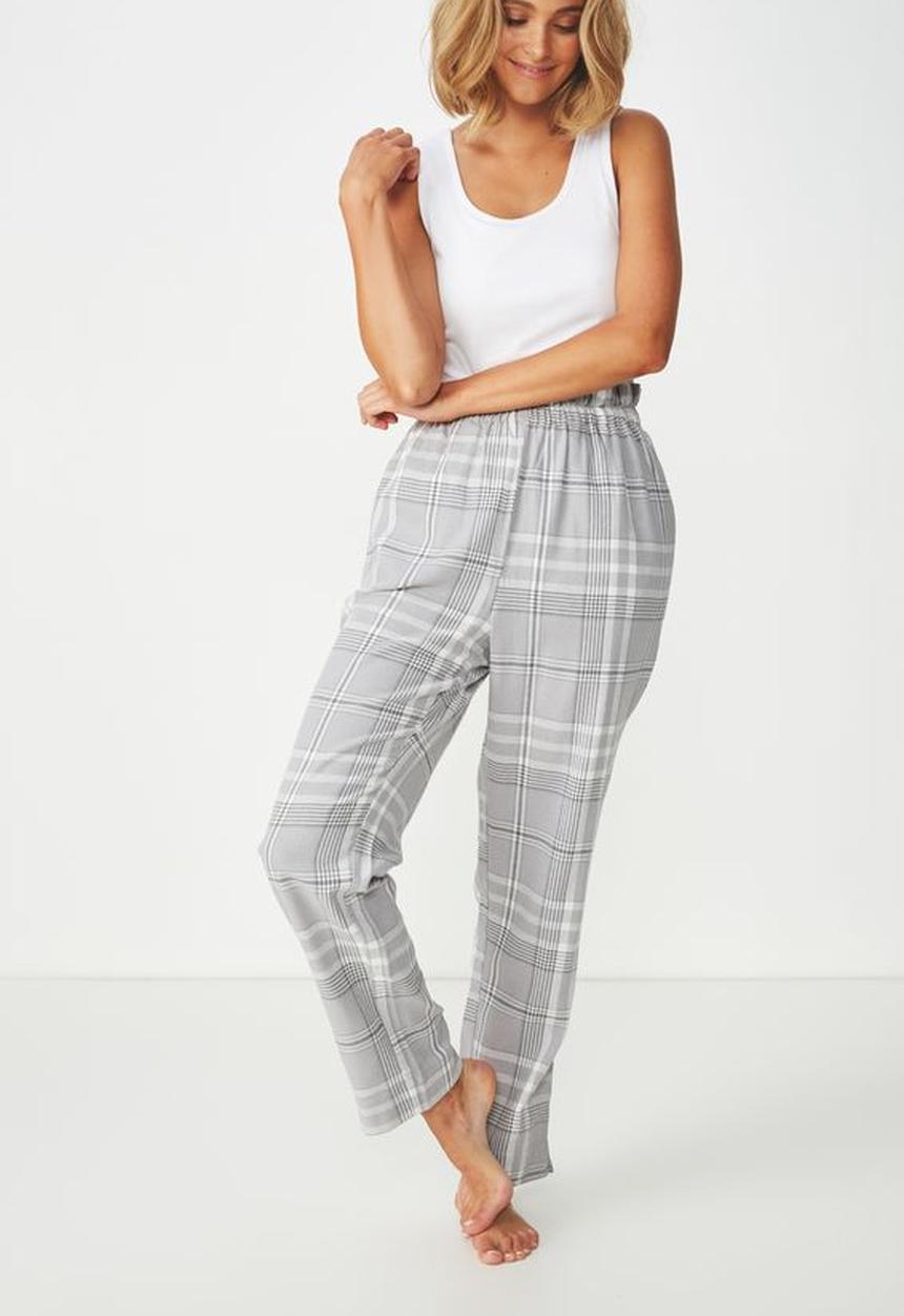 Cotton On - Flannel paper bag check pant - grey & white