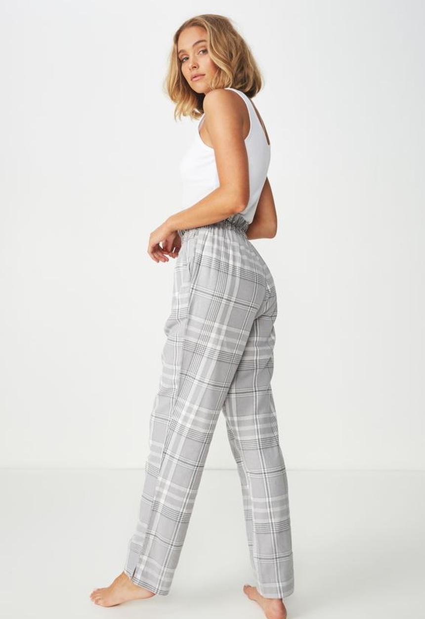 Cotton On - Flannel paper bag check pant - grey & white