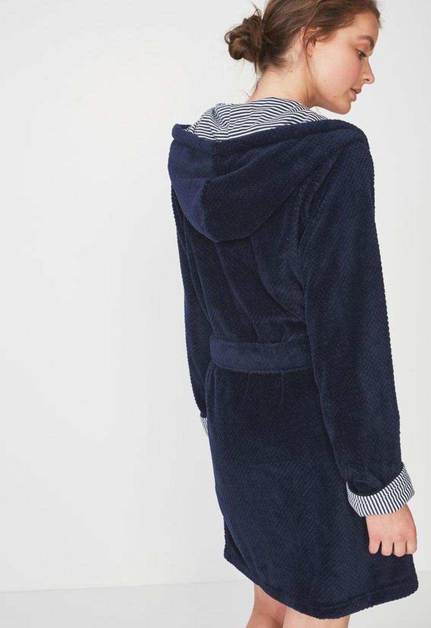 Cotton On - Luxe plush gown - navy & grey
