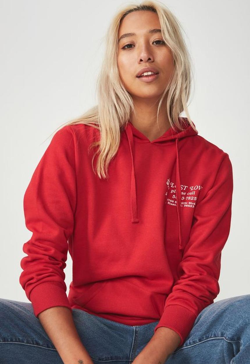 Cotton On - Delevinge graphic hoodie - red
