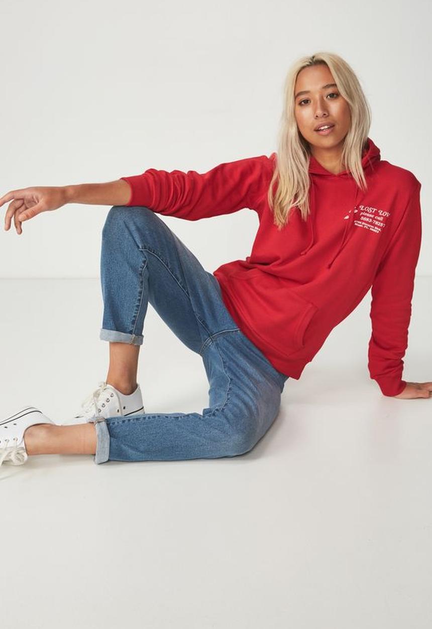 Cotton On - Delevinge graphic hoodie - red