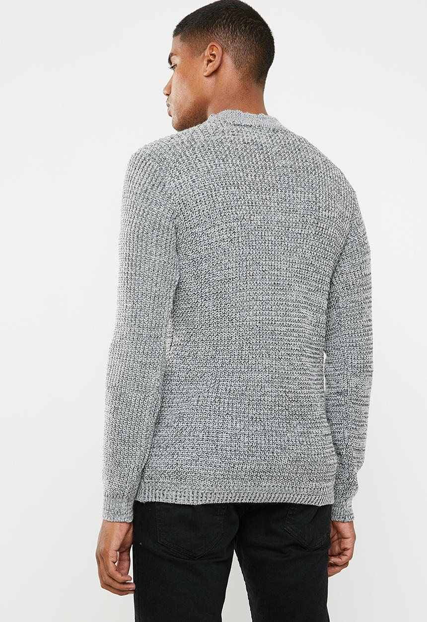 Superbalist - Chunky textured deep V-neck knit - grey